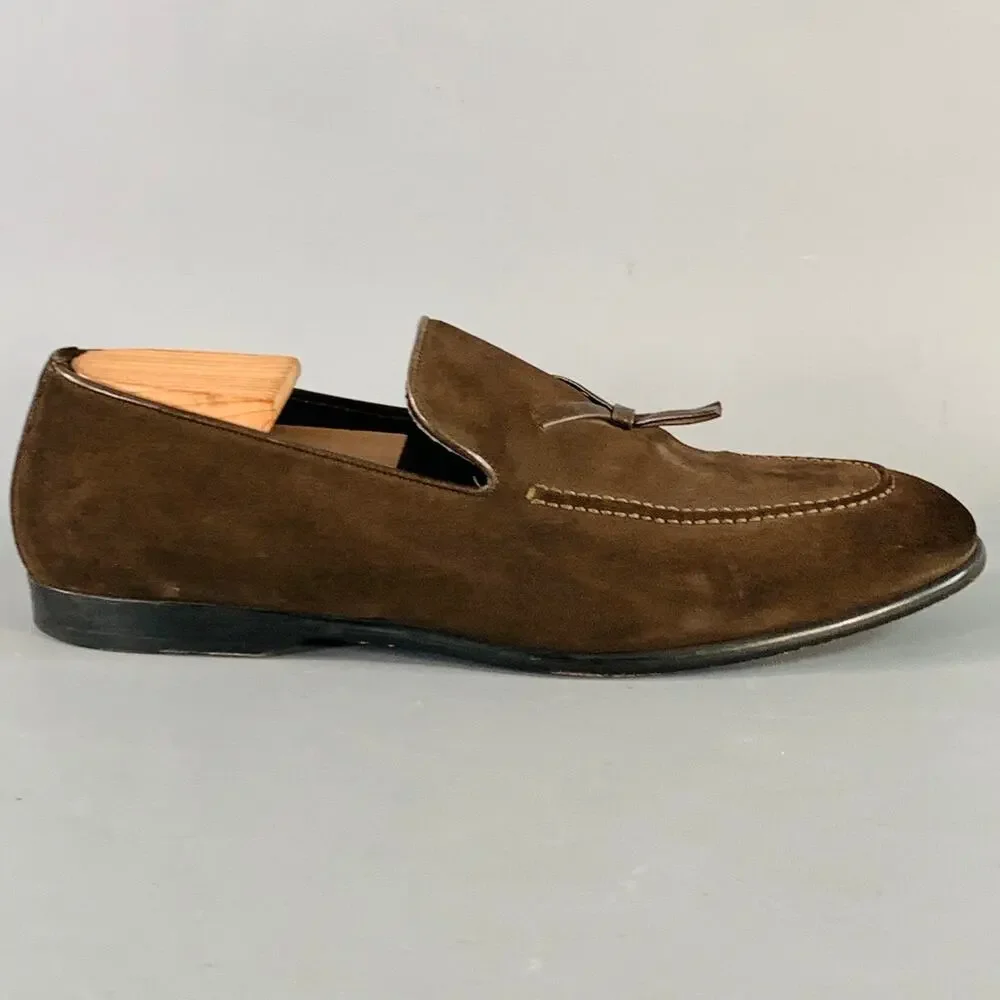 Gucci Dark Brown Suede Tassel Slip-On Loafers